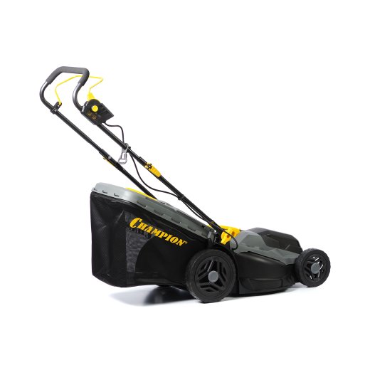 Изображение Газонокосилка эл. CHAMPION EM4318 (1,8 кВт пласт.+ткань травосб. 52л ширина 430мм 30-75мм, 12,9кг)