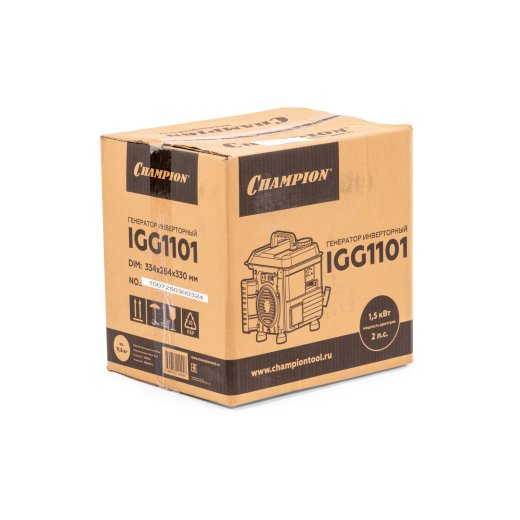 Изображение Генератор CHAMPION IGG1101 (1,2/1,3 кВт, 2лс, 2Т 2.2л 12В 11,8кг)