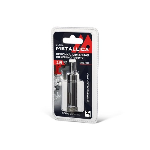 Коронка алмазная по керамогранитусо сверлом, METALLICA Ultra 16x70мм#46