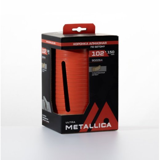 Коронка алмазная по бетону сегментная, удлин. METALLICA Ultra 102x175мм HEX и SDS-plus